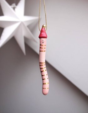 Keramische worm met kersthoedje workshop Hello Mojo Heule - Kortrijk