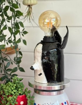 Handgemaakte keramische dierenlamp workshop resultaat